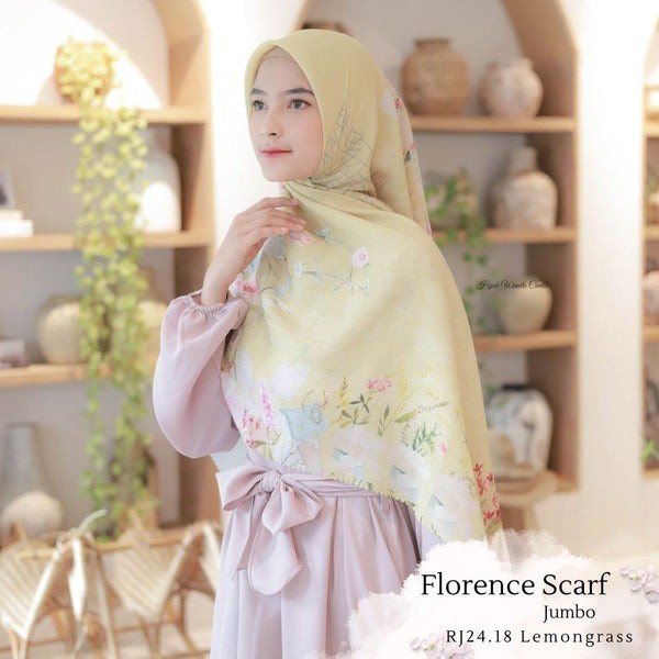 Hijab printing Premium Segiempat Florence Scarf JUMBO - RJ24.18 Lemongrass