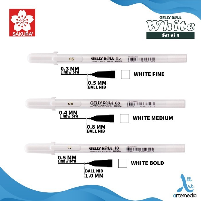 

Pulpen Warna Sakura Gelly Roll White Color Gel Pen Bolpen - WHITE SET 3