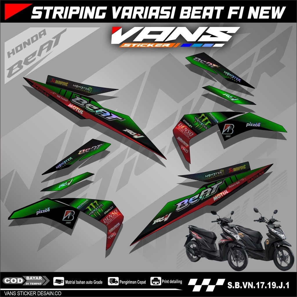 Striping BEAT FI Esp,Beat Street,Beat Fi New 2016 2017 2018 2019 Bahan Hologram Pelangi,Chrome-Stick