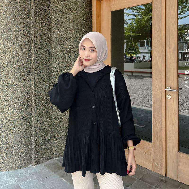 PREKTUS - ZFS OOTD WANITA YAYA / CALISTA BLOUSE PLISKET / Atasan Blouse lengan Panjang Wanita / OOTD