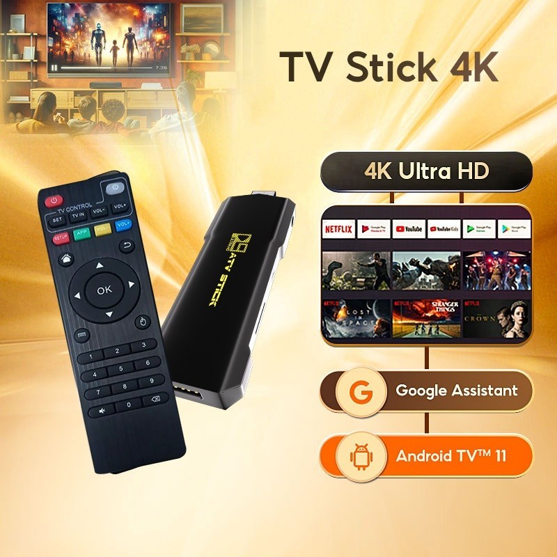jH RDM Android TV box stik Mi TV Stick 4K 5G RAM 8G ROM 64G Wifi Ultra HD 3D UHD TV Full HD 1080P Portabel BT5.0 DTS Smart tv stick