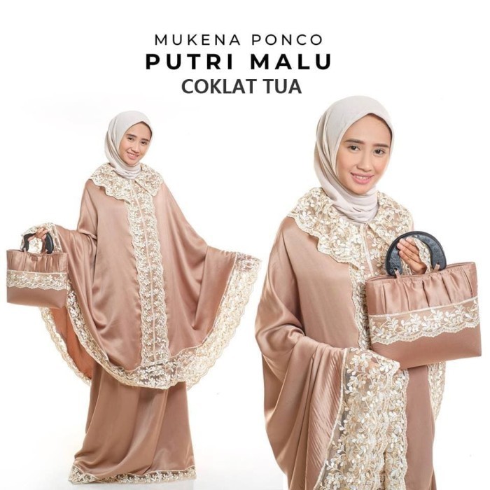MUKENA VELVET PONCO PUTRI MALU COKLAT TUA