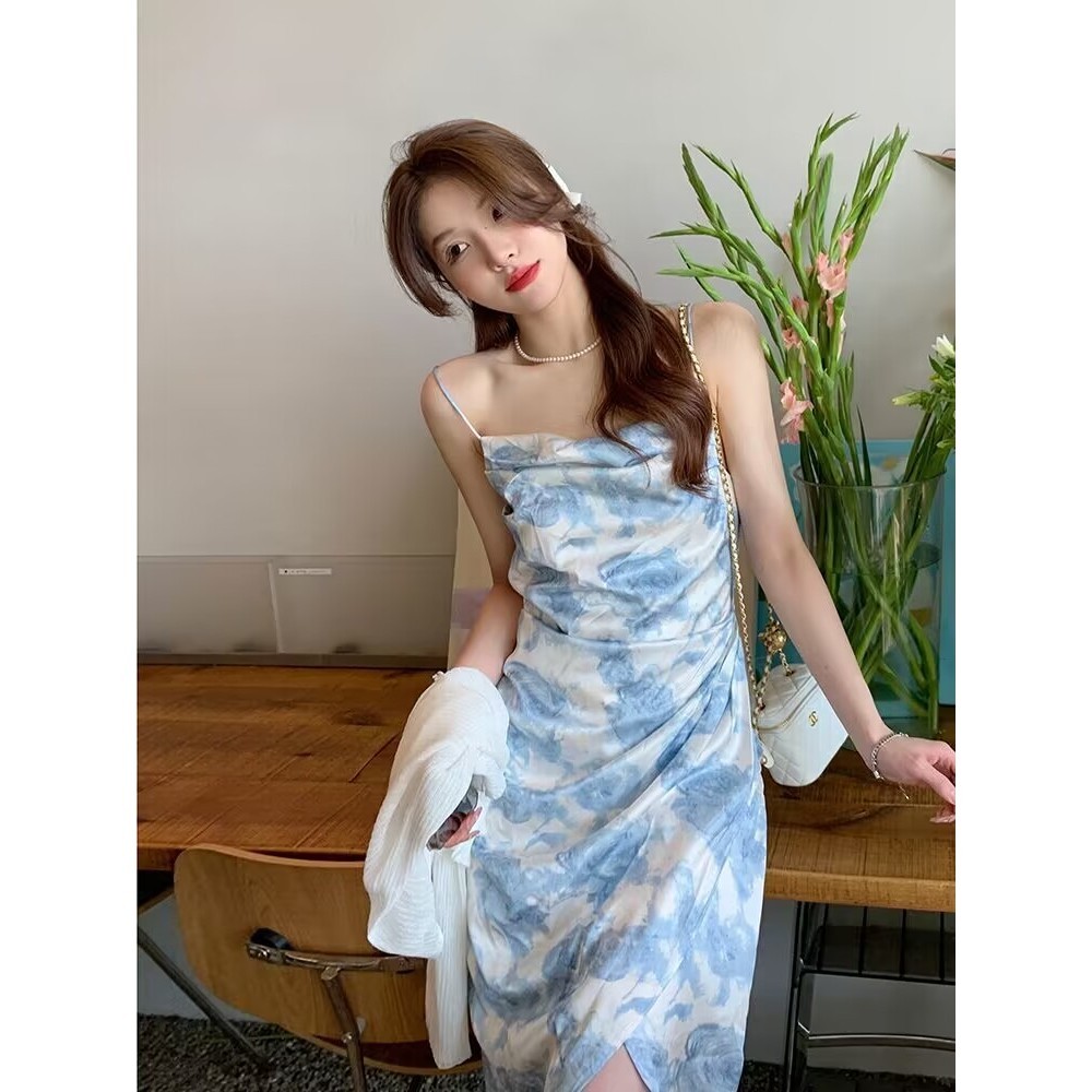 dress Wanita biru muda Bodycon cantik tanpa lengan midi dress terbaru 2025 pantai prom backless dres