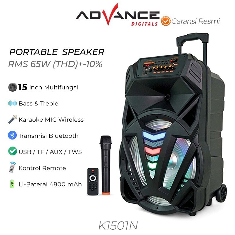 Speaker Aktif / Speaker Bluetooth / Speaker 15 Inch Bass Murah / Salon Aktif Bluetooth / Speaker Advance K1501N Meeting 15" Inch