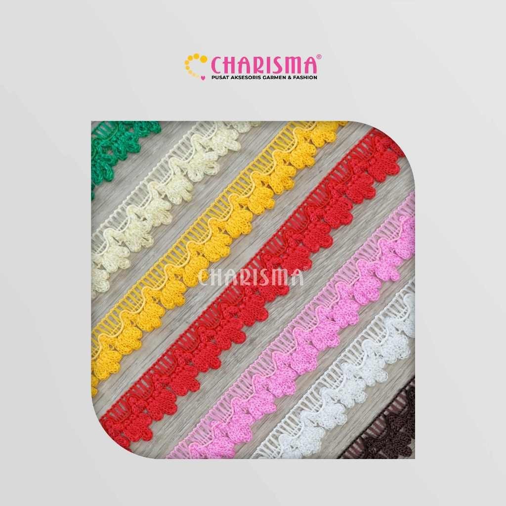 Charisma Renda Mahkota 222 - Renda India / Lebar 2CM / Harga Per Roll (18 Yard)