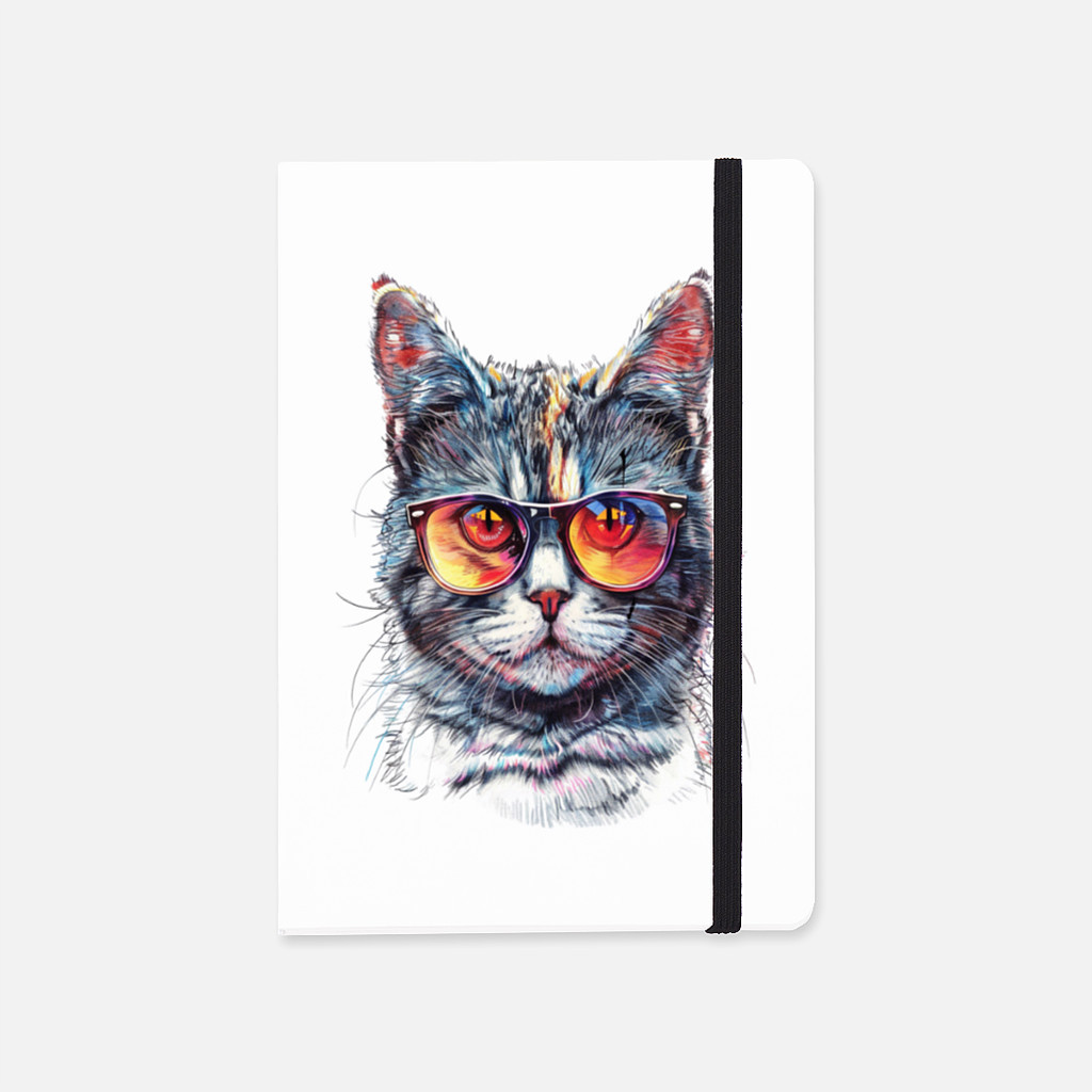 

Meow Merch Market - Soft Cover Notebook Kucing berkacamata | Soft Cover Notebook Sunglass Cat