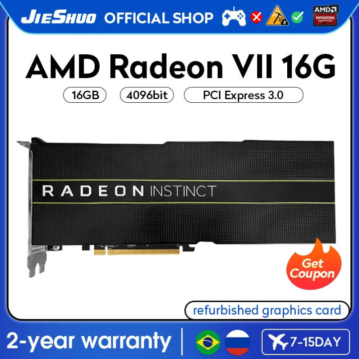 JIESHUO AMD Radeon VII 16GB Mining graphics card GDDR6X 4096bit GPU vii 16g for mining card series m