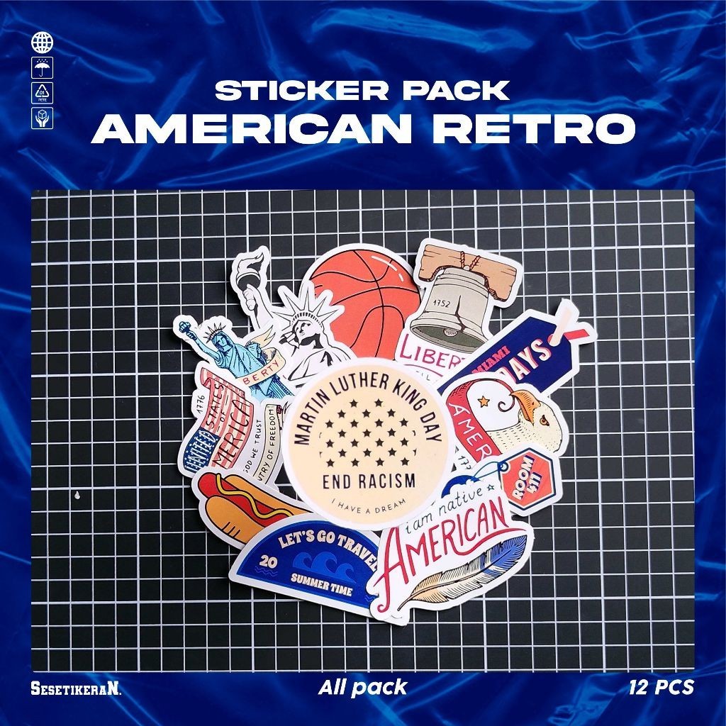 

COD✨ Sesetikeran Stiker Pack American Retro Keren Untuk Koper Laptop Skateboard