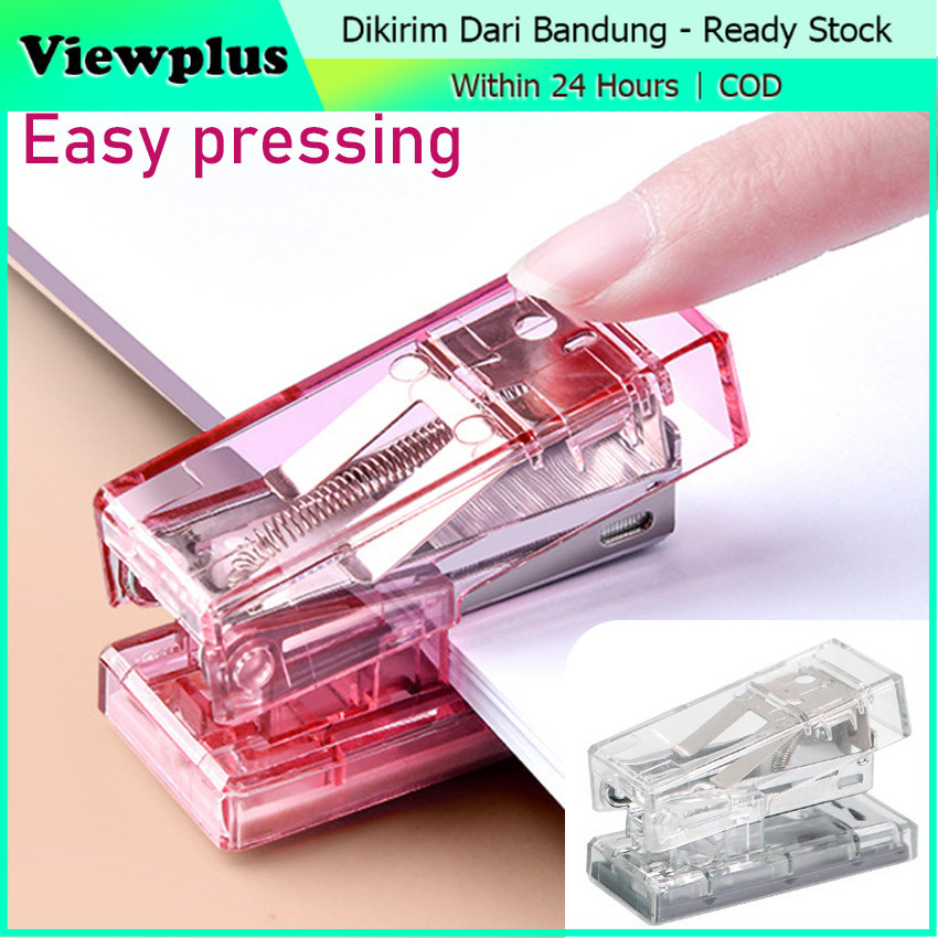 

Stapler/Staples Transparan Mini Lucu Portabel Pastel Berkualitas Hekter Lucu + Free Refill 1000Pcs Steples Mini No.12