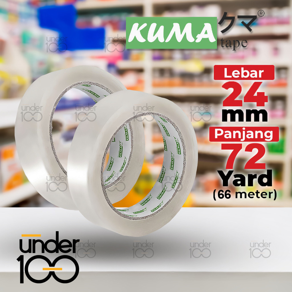 

❤ Under100 ❤ Selotip Bening Kuma 24 mm 72 Yard Tape Transparan Isolasi Perekat