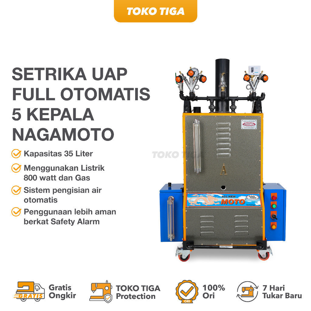 SPESIAL PROMO 70% Setrika Uap Full Otomatis 5 Kepala / Steam Boiler Full Auto NAGAMOTO