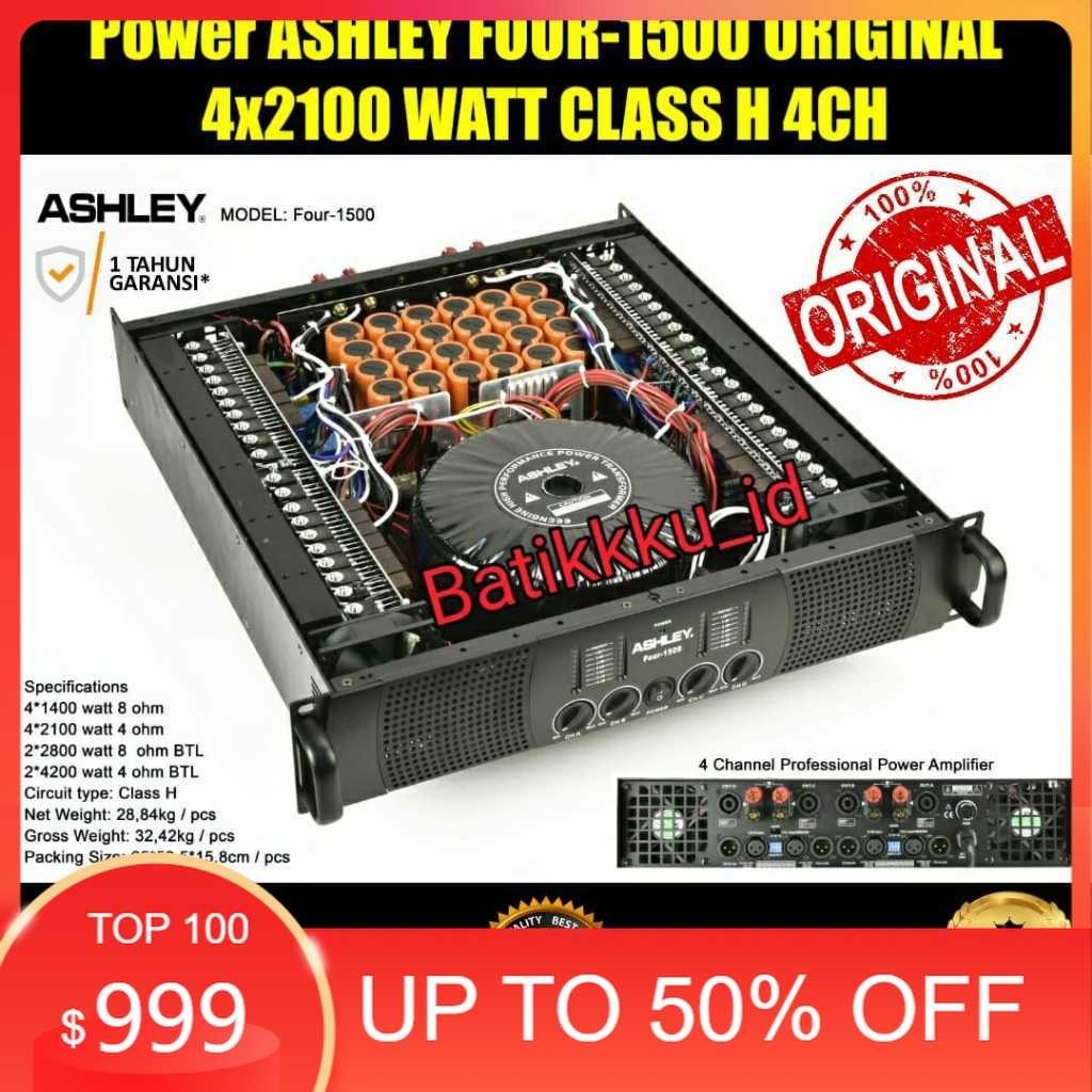 Power ASHLEY FOUR 1500 FOUR1500 ORIGINAL 4x2100 WATT CLASS H 4CH AMPLIFIER