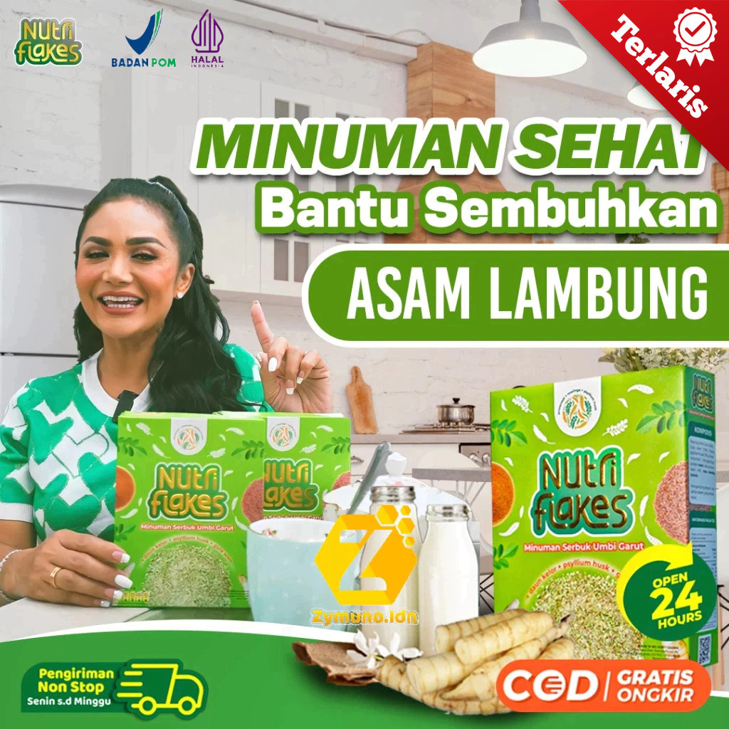 

Nutriflakes Minuman Serbuk Umbi Garut || Nutriflek Nutriplek Sereal Umbi Garut Asli Dengan Psyilium Husk & Daun Kelor Solusi Perlancar Pencernaan Bantu Terapi Asam Lambung Maag Asam Lambung Kronis Sumber Vitamin & Serat Isi 280gr