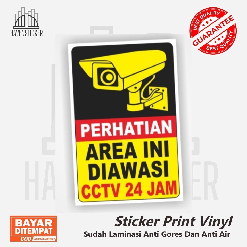 

sticker vinyl cctv / stiker cctv / sticker cctv 24 jam vinyl label stiker print sudah laminasi outdoor