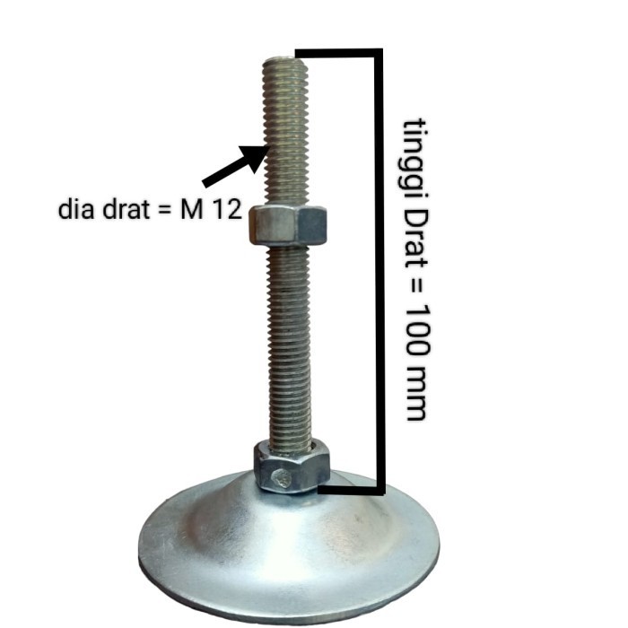 kaki adjuster conveyor M12*20cm / adjuster foot table M12 (galvalised)