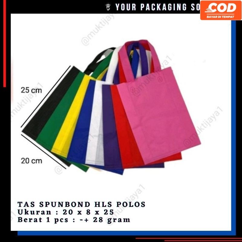 

1 LUSIN (12pcs) • TAS KAIN 20x25cm HLS POLOS • Spunbond ll Goodie Bag ll Tas Kain ll Tas Kado ll Tas Berkat