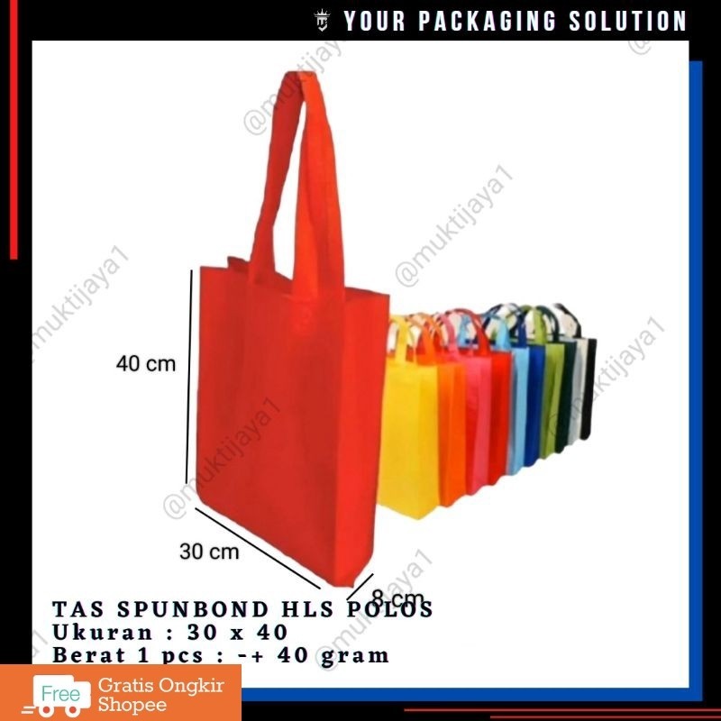 

1 LUSIN (12pcs) • TAS KAIN 30x40cm HLS POLOS • Spunbond ll Goodie Bag ll Tas Kain ll Tas Kado ll Tas Berkat
