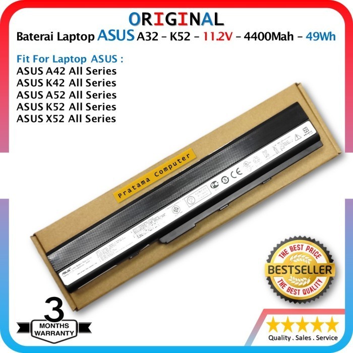 Original Baterai/Battery/Batre Laptop Asus A32-K52 A42, A42J, A42F, K52, A52, A52F, K42DR K42J K42JA K42JB K42JC K42JE K42JK A42DY Serie