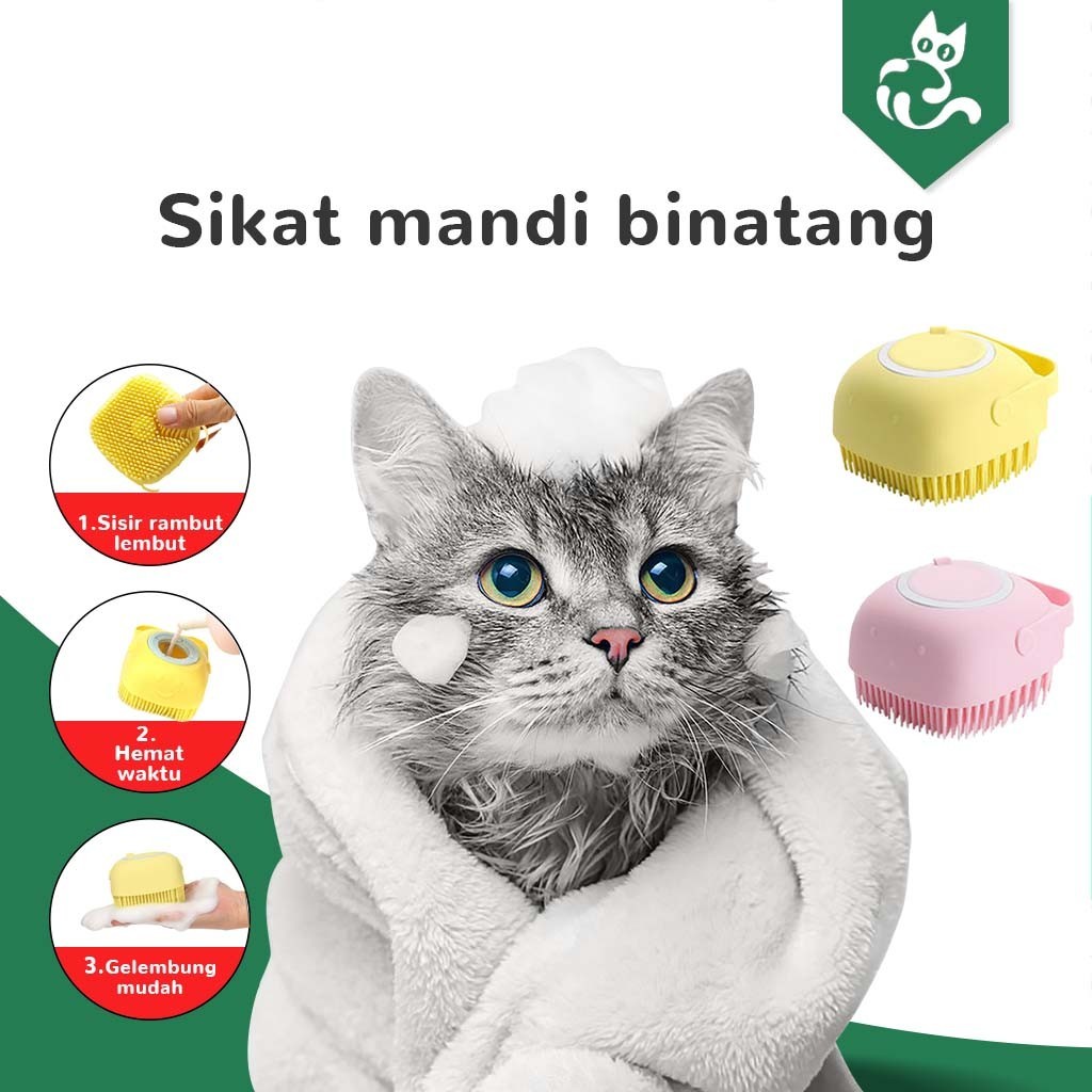 Sikat Mandi Kucing Anjing Silikon Sisir Mandi Pijat Bentuk Silikon Sikat Mandi Kucing Anjing Pelihar
