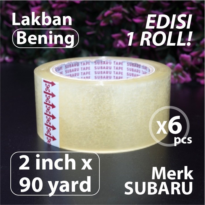 

(Bekasi) Paket 6 pcs - Lakban Bening 2 inch x 90 yard - Merk Subaru