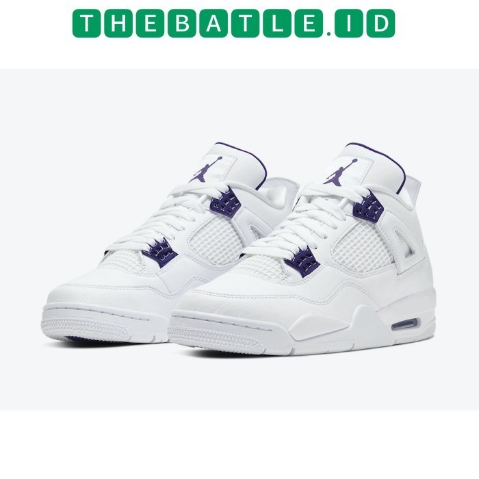 Sepatu Basket Nike Air Jordan AJ 4 Retro White Metallic Purple BNIB Original