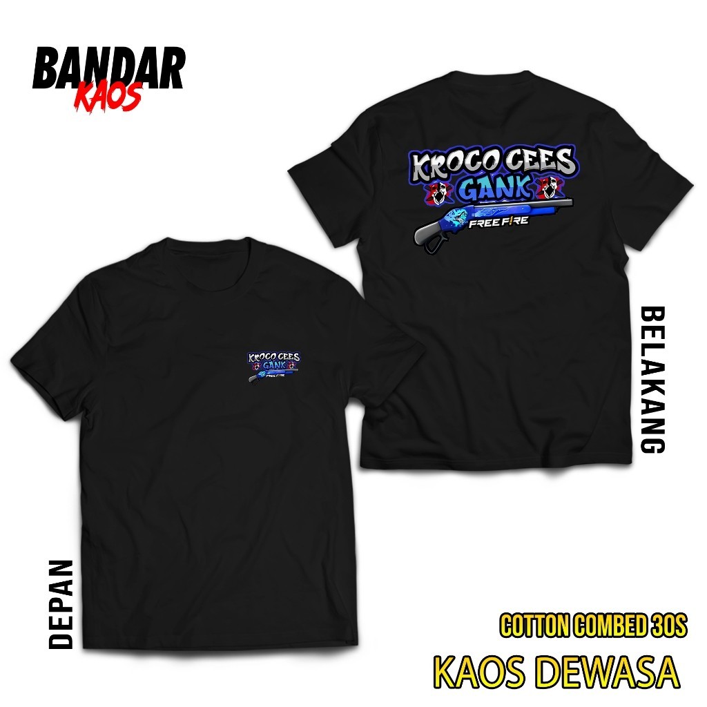 Bandar Kaos FF Kroco Cees Gank Versi SG Mamba - Kaos Distro Pria Cotton Combed 30s Bisa Bayar Di Tem