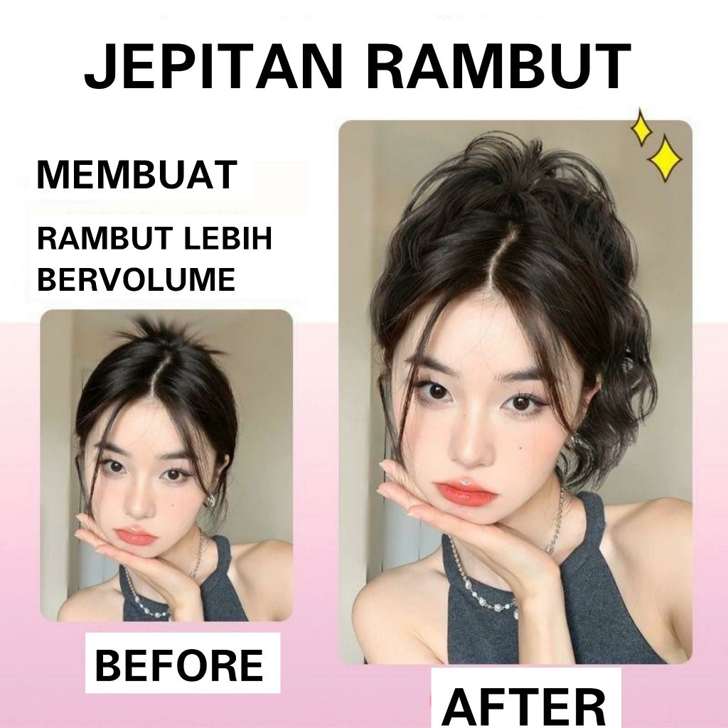 Jepitan Rambut Panjang 35cm  Full Keriting New Hairclip Ponytail Wig Good Quality (JEP1057)