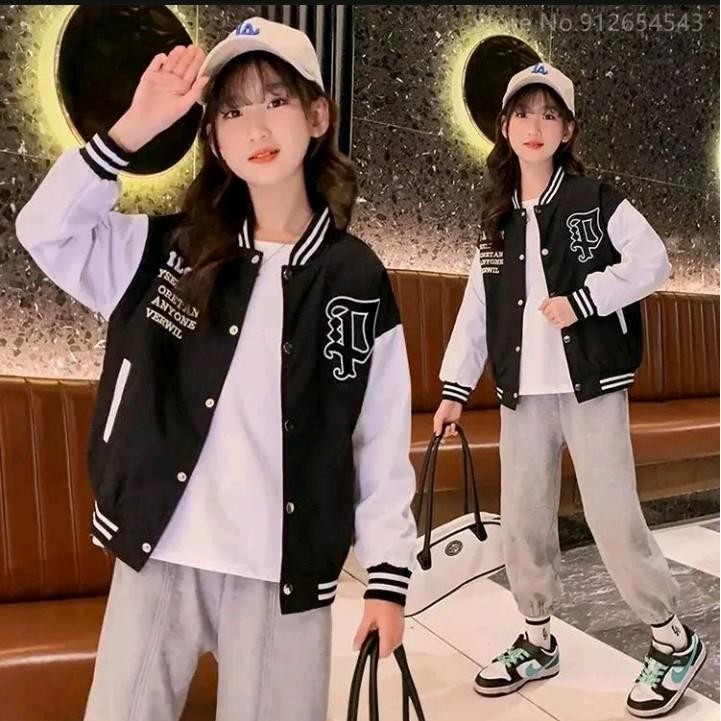 Jaket Basebal Anak  umur 1 2 3 4 5 6 7 8 9  10 11 12 13 14 16Tahun  / jaket anak perempuan import / 