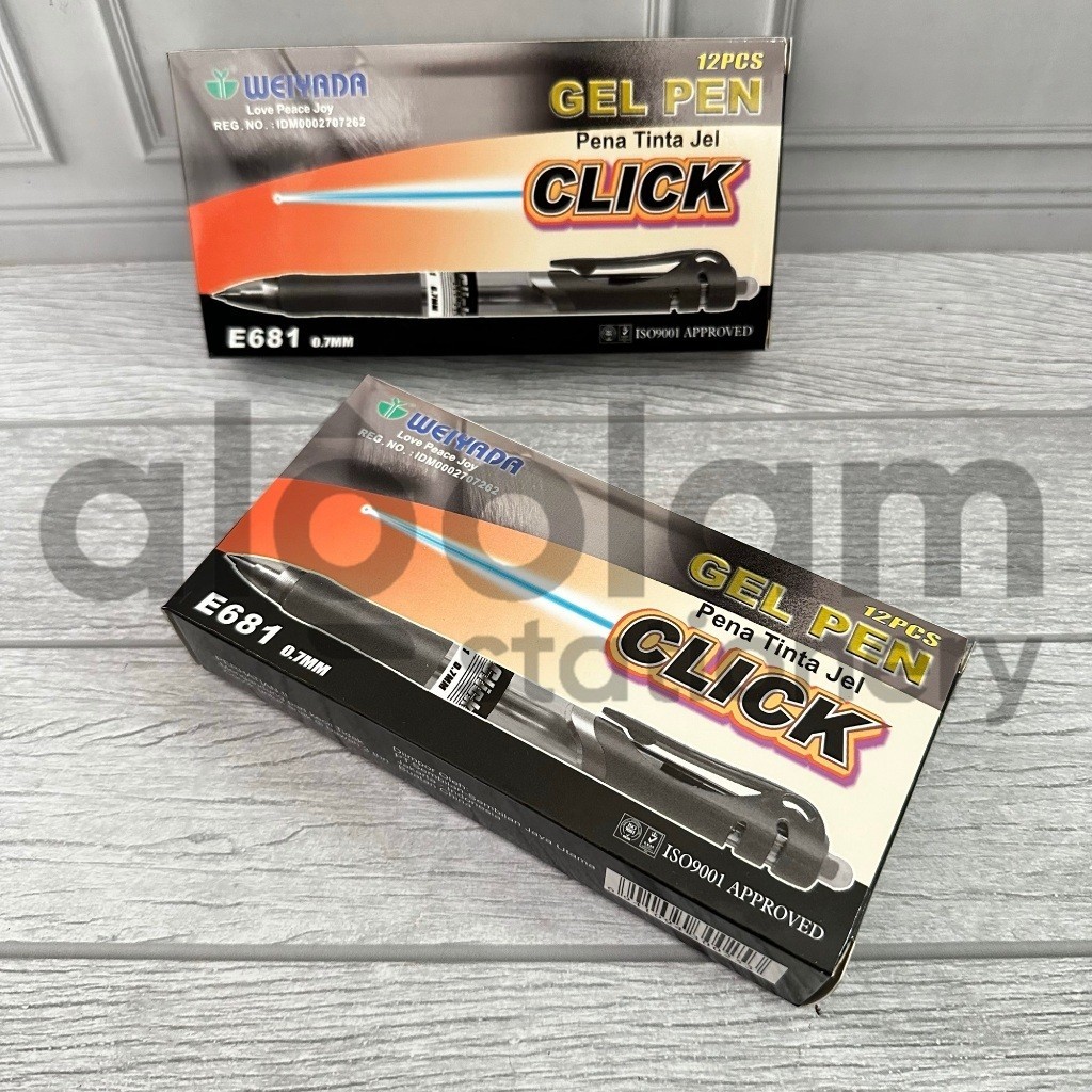 

SELUSIN ( 12 PCS ) Pulpen Click Gel Pen Cetek Weiyada E681