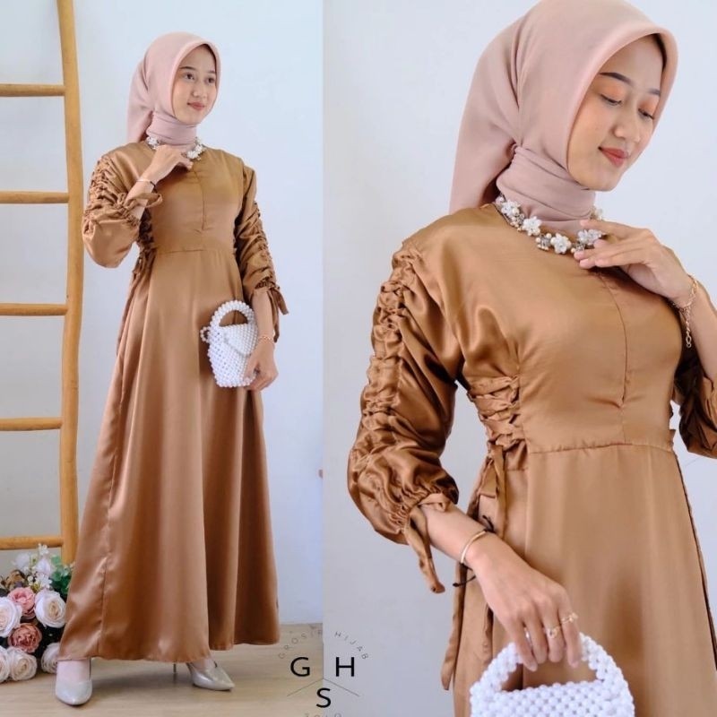 Abaya Turki Kekinian TERMURAH// Jasmine Dress Serut Bridesmaid/Gamis pesta/ Dress Pesta/Dress Satin 