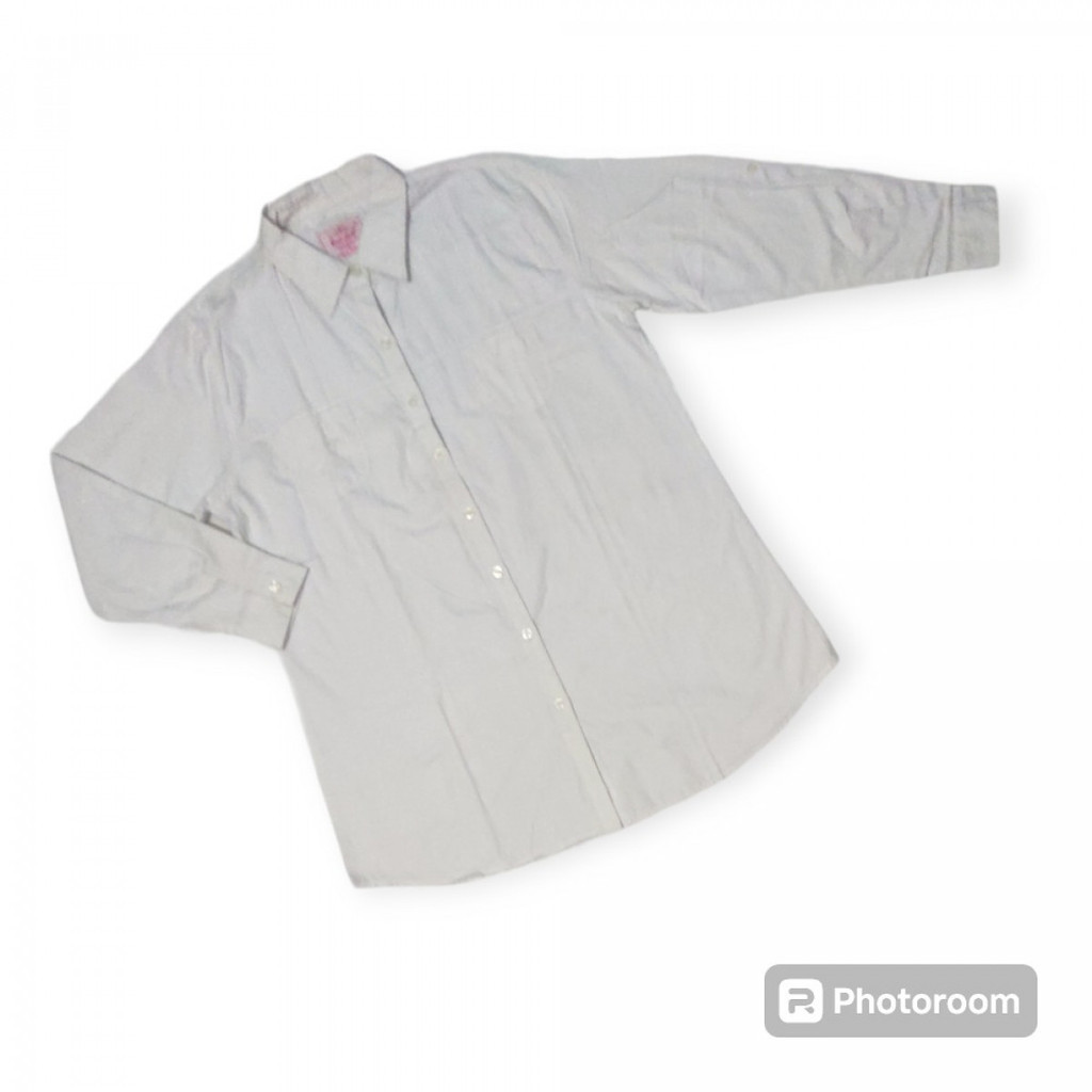 BWi188 Kemeja Wanita Lengan Panjang Lipat Putih Blouse Kantor Busui