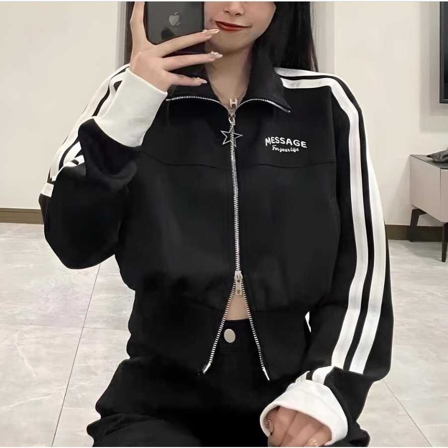 NEW JAKET WANITA - MESSAGE CROOPE JACKET WANITA - JAKET BOMBER - JAKET KOREA