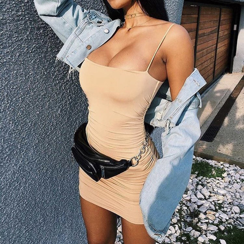 TERLARIS  Mini Dress Wanita Tanpa Lengan Dres Ketat Tank Top Bodycon Dress Wanita Basic Dress Korean