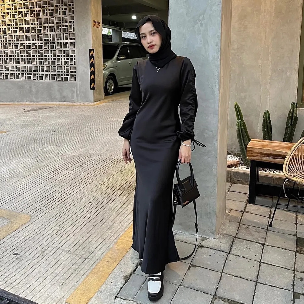 DRESS DARLA SILK SATIN SERUT LONG DRESS SATIN SERUT DRESS//BAJU WANITA MODEL BARU / MURAH PROMO