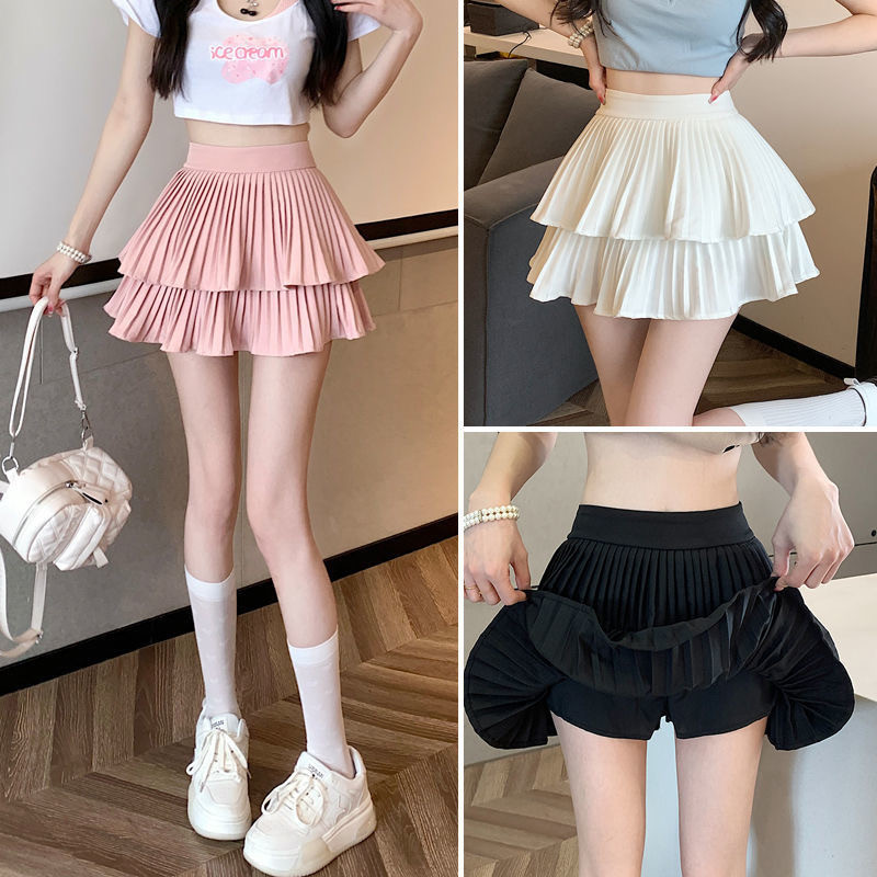 Korean Mini Skort / Rok Pendek Korea / Rok Lipit / Mini Skirt Polos Rok lipit wanita berwarna pink
