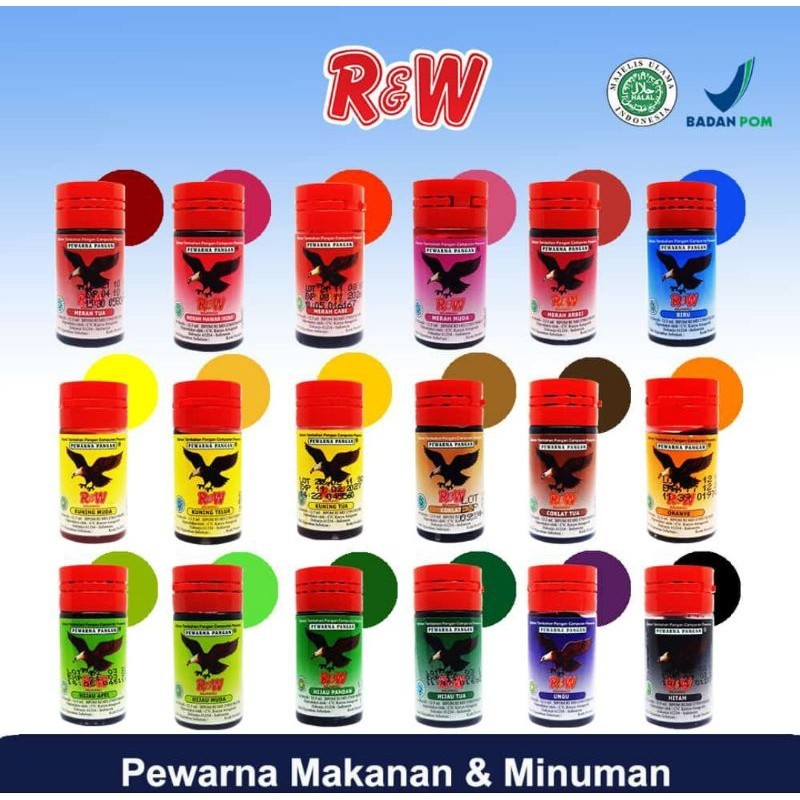 

Pewarna Makanan Dan Minuman R & W Rajawali 12,5ml