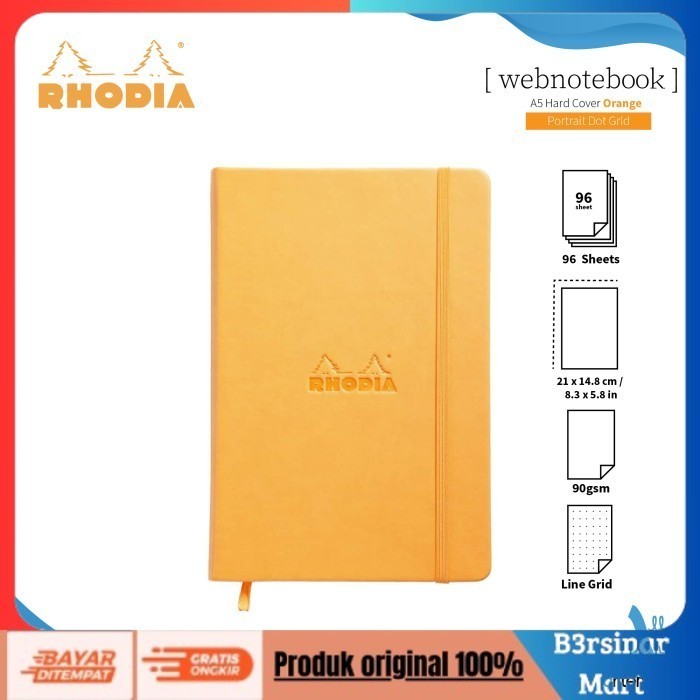 

[KUALITAS TERBAIK] Buku Catatan Rhodia A5 Portrait Hardcover Webnotebook - DOT GRID ORANGE