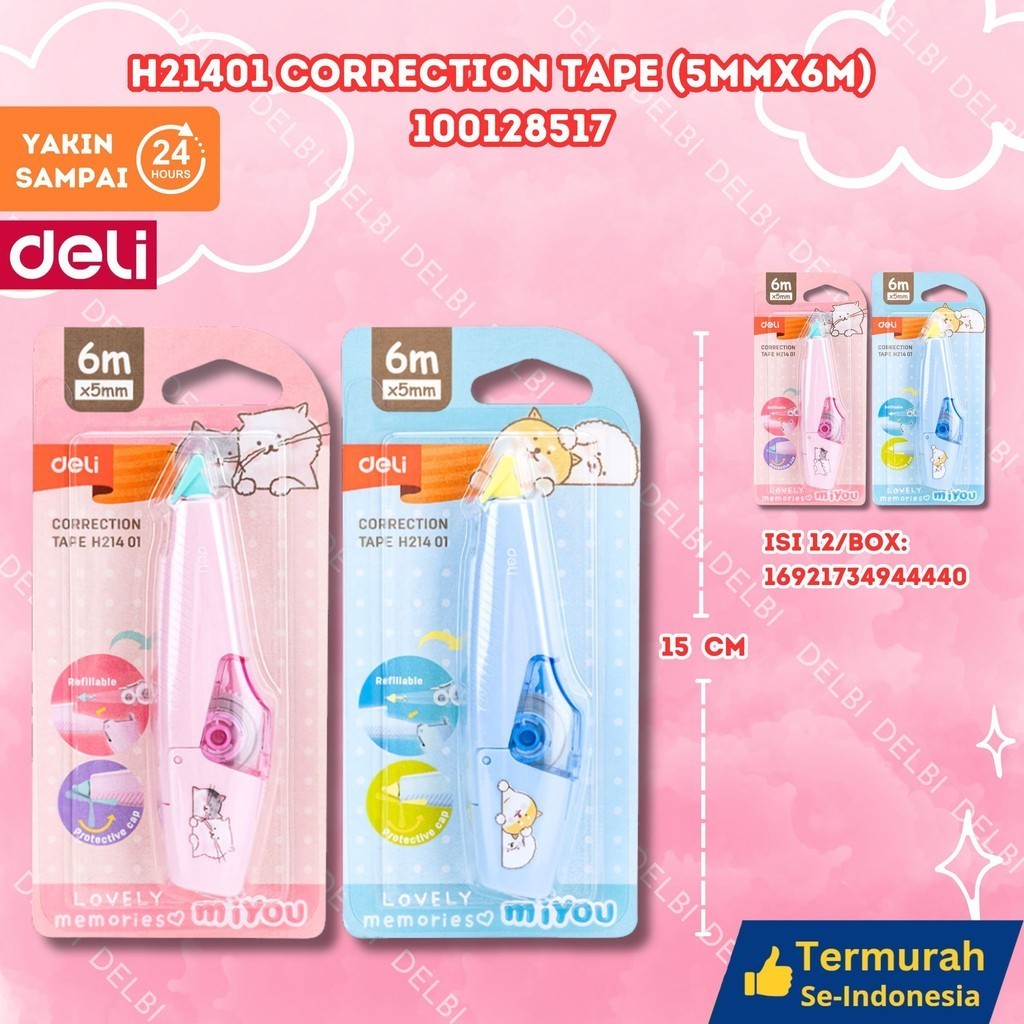 

Deli Correction Tape / Tip Ex Kertas 6 M H21401 CORRECTION TAPE (5MMX6M)