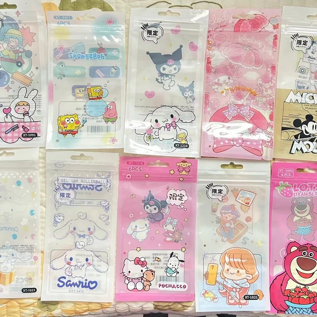 

Plastik Kemasan Zipper Segel Sanrio ukuran isi 6pcs pulpen Motif Sanrio cinamorol Melodi Kuromi Lotso