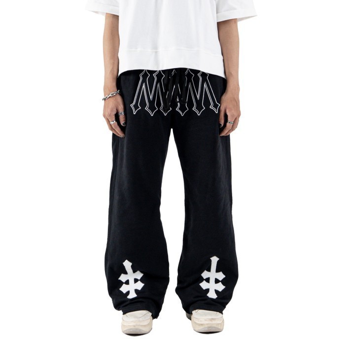 DENIMITUP H zigzag sweat pants - Jet black - Celana panjang pria - L