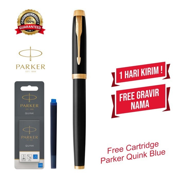 

[Terbaru]ATK Parker IM Laqer Black Gold Trim Fountain Pen Original