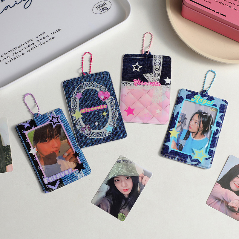 

1PC INS Vintage Card Holder PVC Transparent 3 Inch Card Case For Girls Chasing Stars Students Meal Card Case