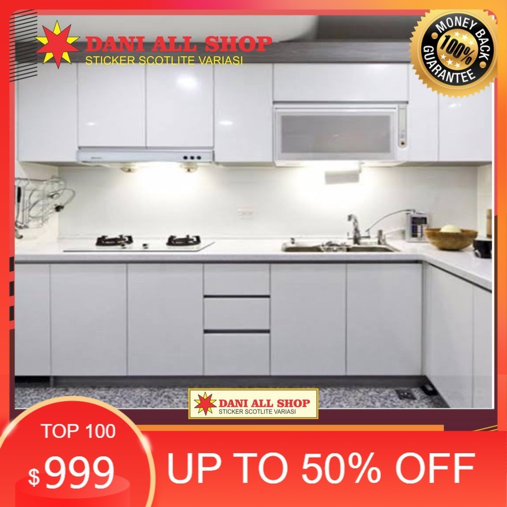 WALLPAPER STIKER MEJA LEMARI DAPUR / STICKER DINDING, STIKER KACA WARNA PUTIH , HITAM POLOS