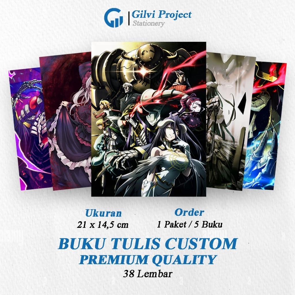 

Buku Tulis Sekolah Custom Tema OVERLOAD Bergaris 38 Lembar 1 Pak Isi 5 Buku/ Buku Tulis Anime/ Buku Aesthetic/ Buku Catatan