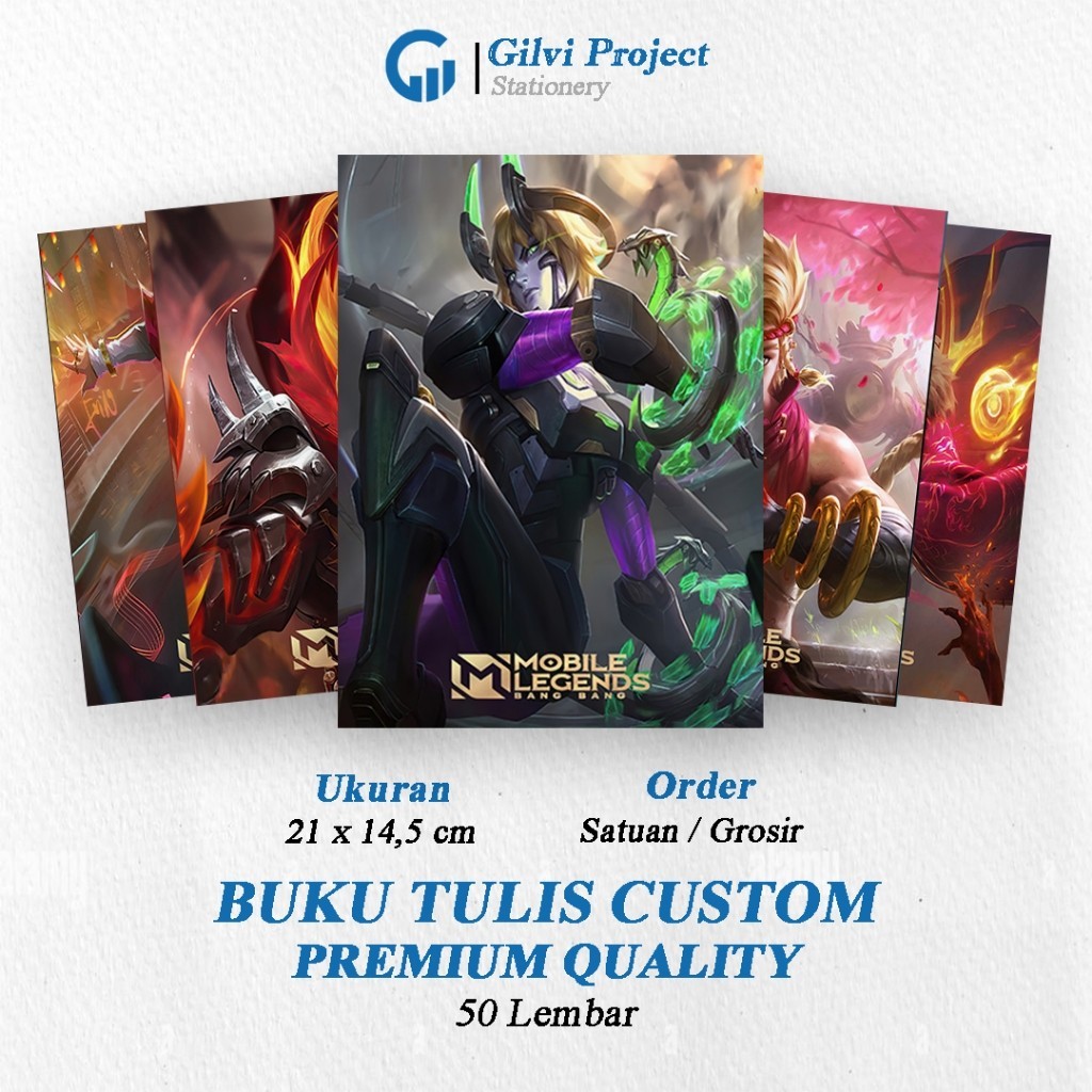 

Buku Tulis Sekolah Custom Tema MOBILE LEGEND ROLE Bergaris 38 Lembar 1 Pak Isi 5 Buku/ Buku Tulis Anime/ Buku Aesthetic/ Buku Catatan paper stationery