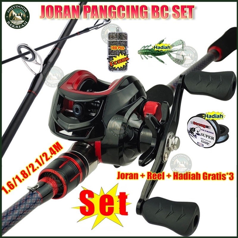 Carbon Fiber Baitcasting Fishing Rod Metal Fishing Reel Set Satu Set Casting Reel BC Kecepatan Max D
