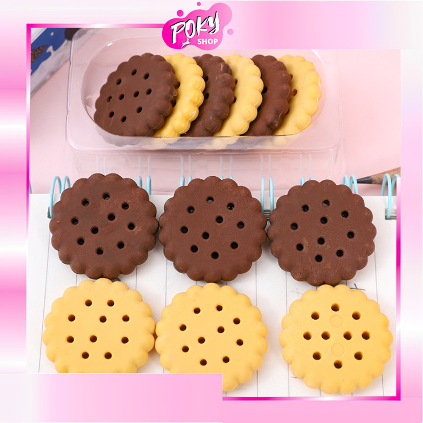 

POKY - S6299 Penghapus Bentuk Biskuit 5 in 1 / Eraser Motif Cookies Lucu