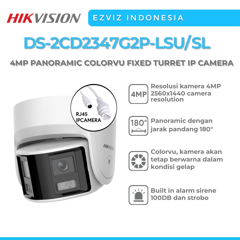 HIKVISION DS-2CD2347G2P-LSU/SL 4MP PANORAMIC COLORVU ACTIVE DEFENSE TURRET IP CAMERA