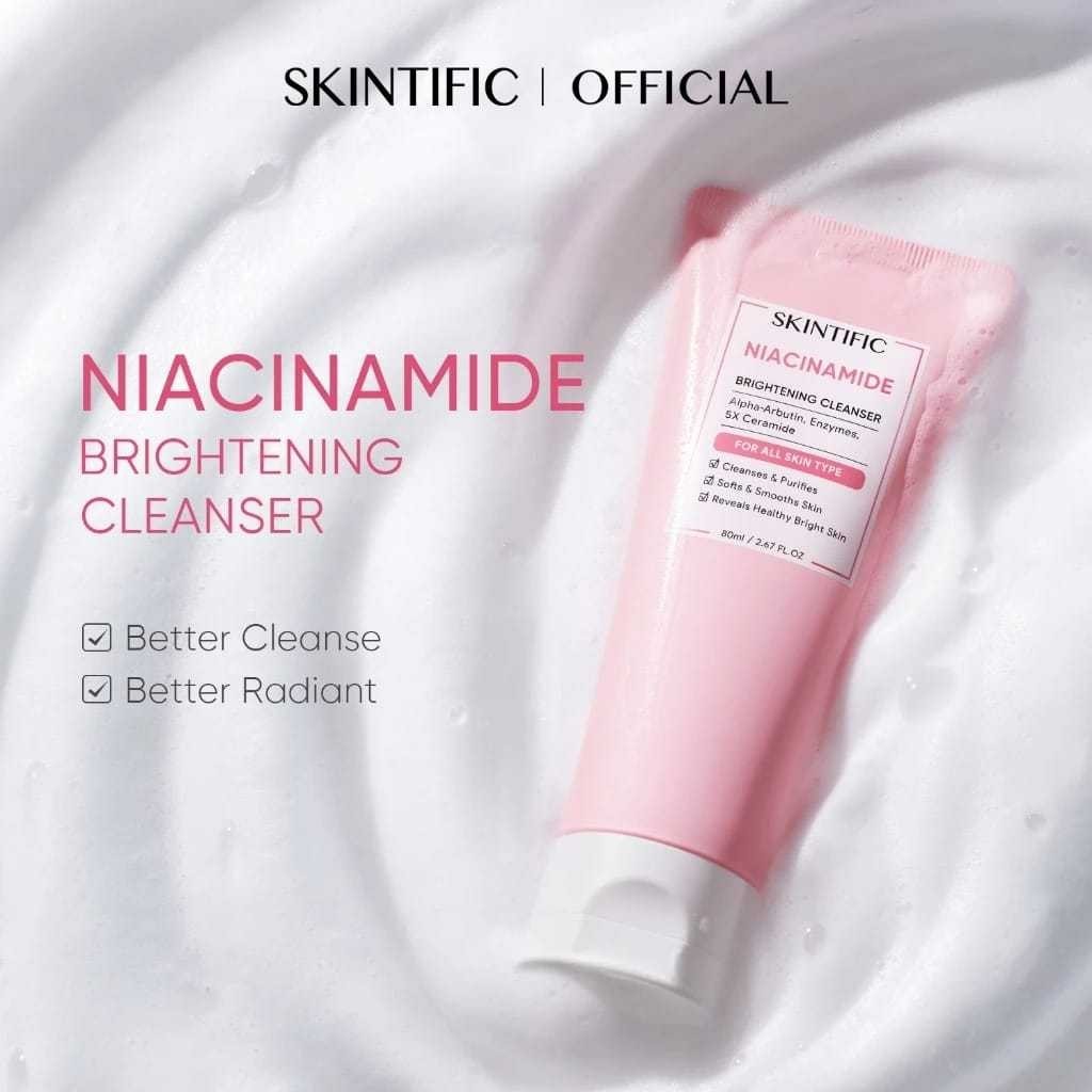 SKINTIFIC MSH Facial Cleanser Gentle Glowing Sabun Wajah Niacinamide Brightening Cleanser 80ml Facia