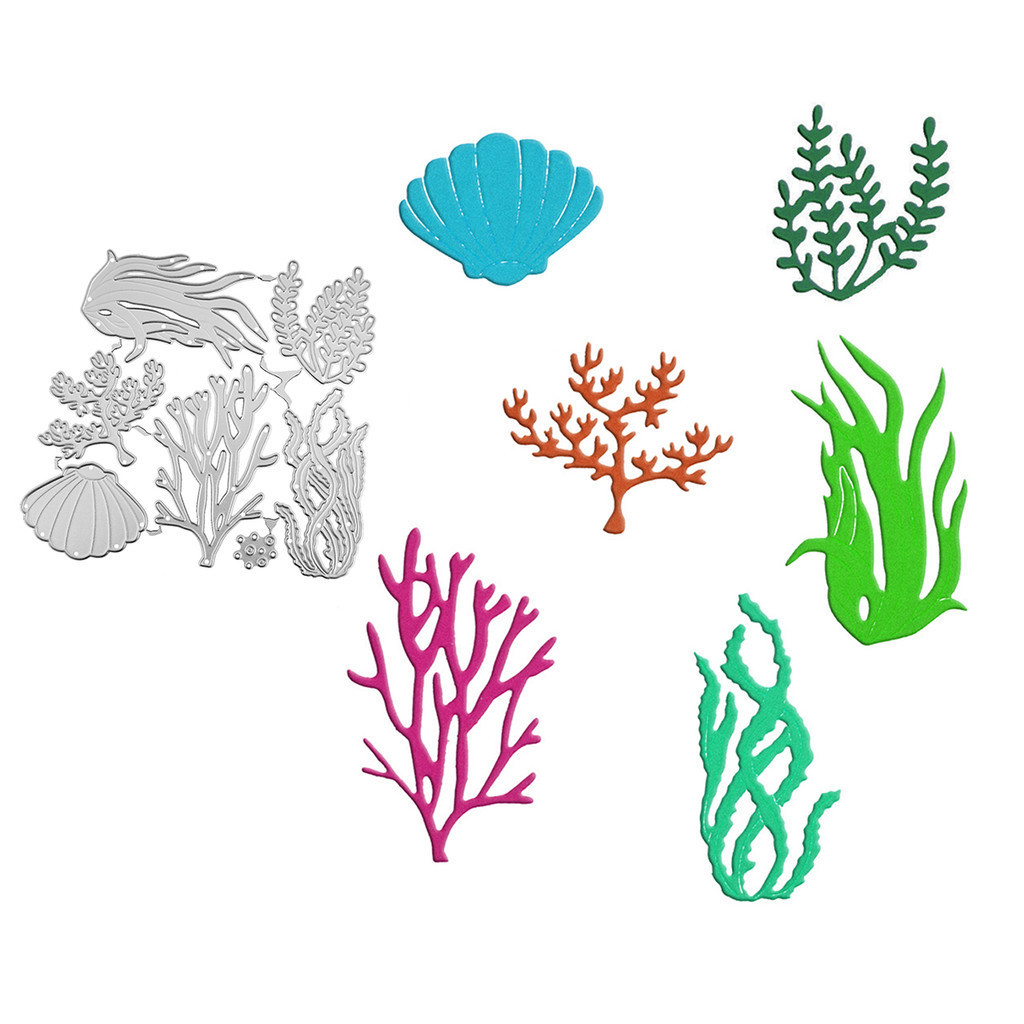 

Sea Grass Coral Scallop Shell Seaweed Set Metal Cutter Cutting Dies Scrapbooking DIY Postcard Stencil Clip Art Album Decorating